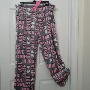 Weekending Soft and Cozy Pajama Pants Grey Pink XL